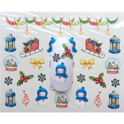 3pcs Winter Snowflake Full Wraps Nail Art Water Transfer Stickers Christmas Style Manicure Decal DIY nail slider F04