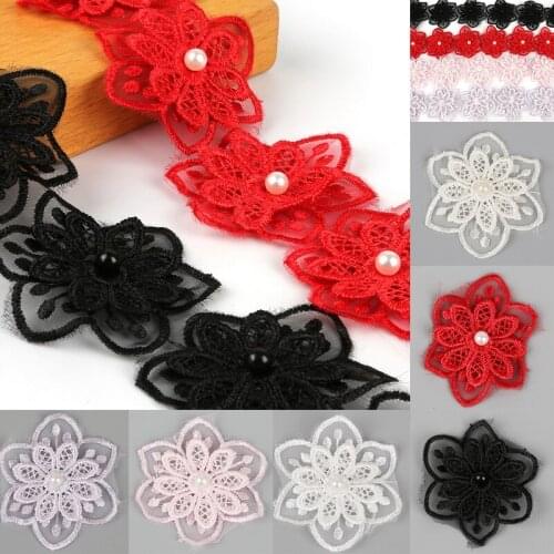 1yard/lot Flower Soluble Organza Lace Trim Knitting Wedding Embroidered for DIY Craft Handmade Patchwork Ribbon Sewing Supplies
