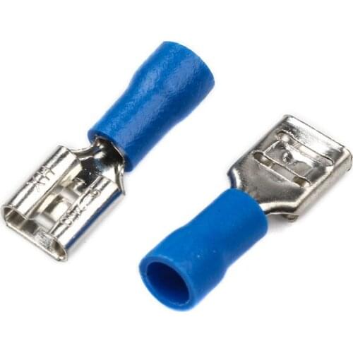 100Pcs/Lot Blue FDD2-250 Female Insulated Electrical Crimp Terminal for 1.5-2.5mm2 Connectors Cable Wire Connector