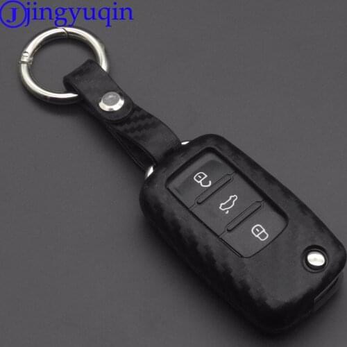 10x Carbon Fiber Silicone car key cover case shell fob for VW Golf Bora Jetta Passat For Skoda Octavia A5 Fabia SEAT Ibiza Leon