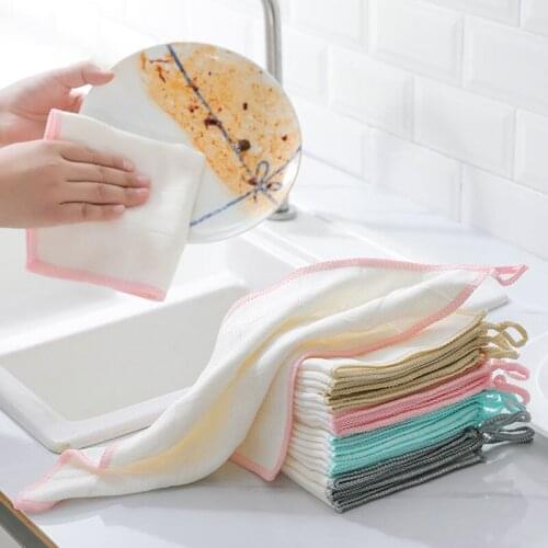 3PCS Wood Fiber Dishwashing Cloth Dish Towel Absorbent Cleaning Supplies Kitchen Towel Housework Rag Household Cleaning ToolS