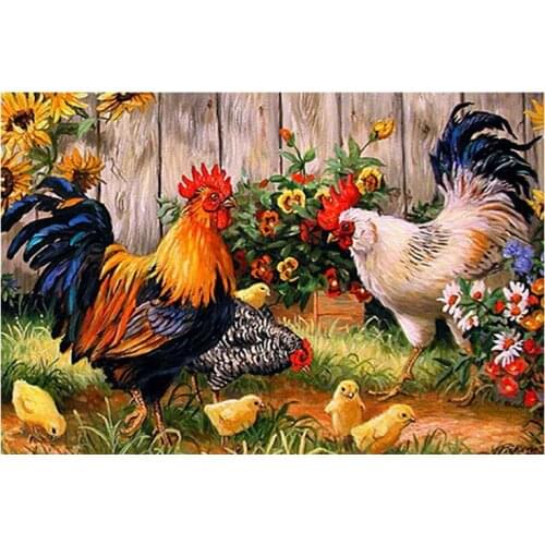 5d diy diamond embroidery Chickens in garden diamond painting Cross stitch full round diamond Rhinestone mosaic