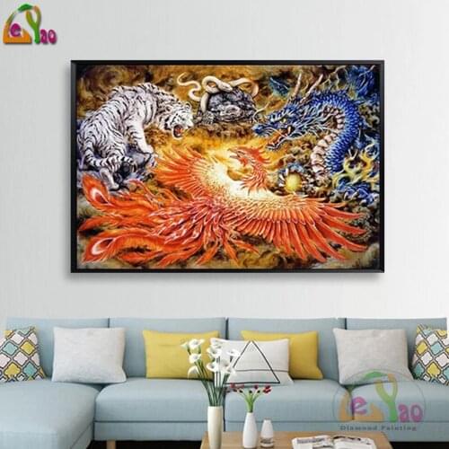 Diy Full Round Square Drill Diamond Painting Tiger Snake Dragon Phoenix Rhinestone 5d Embroidery Animal Mosaic Cross Stitch Kit