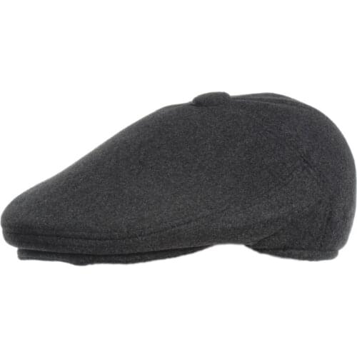 Beret Cap for man Dad Hats with Ear Flap Berets Winter Fashion Color line lattice Woollen outdoor cold proof hats Hats for man