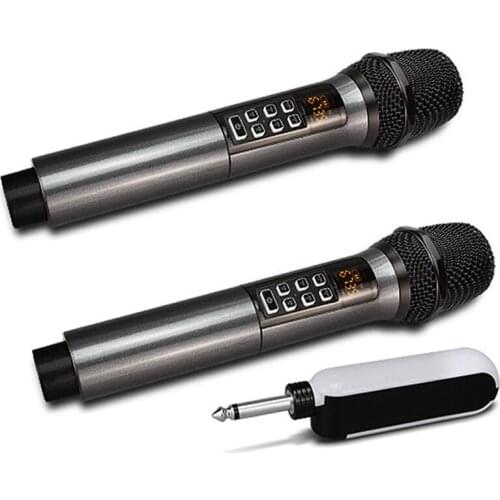 Wireless Microphone, Rechargeable Cordless Microphone Karaoke Wireless Mic Dynamic UHF Handheld with Receiver