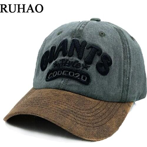 RUHAO Brand washed soft cotton baseball cap hat for women men vintage dad hat 3d embroidery casual outdoor sports cap