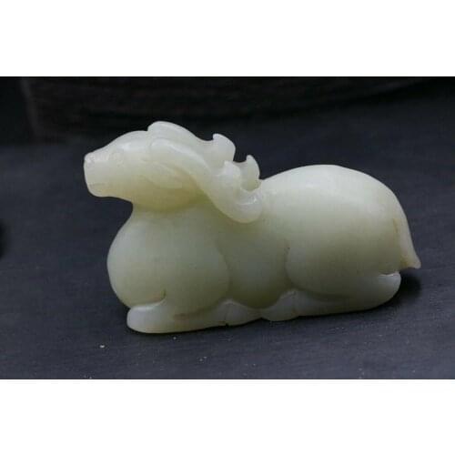 Big Treasure Chinese Vintage Hetian Jade Royal DEER Animal Totem Carving Amulet Timestown 20201128A