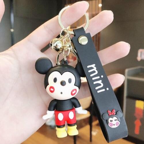 Disney Cartoon Anime Minnie Keychain Mickey Mouse Lovers Bag Pendant Cute Couple Key Chain Ring Car Accessories Hanging