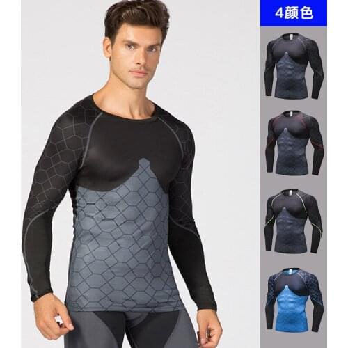 Fast-drying breathable long-sleeved T-shirt with printing and splicing