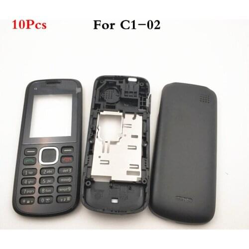 10Pcs/lot Housing Case For Nokia C1-02 C102 Full Complete Mobile Phone Housing Battery Cover Door Frame With English Keyboard