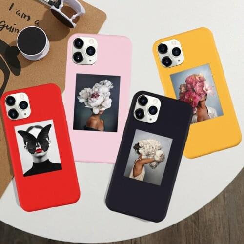 JAMULAR Fashion Girl Aesthetic Flowers Print Phone Case For iPhone XS MAX 11 Pro 7 SE 2020 XR X 8 6Plus Soft Silicone Cover Capa