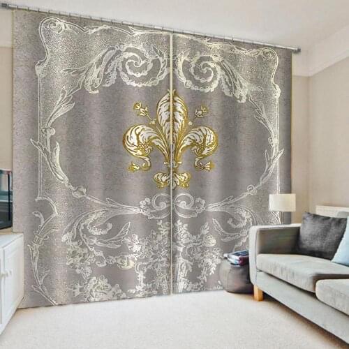 Customized 3d curtains Luxury Blackout 3D Window Curtains grey curtains thickened windshield blackout curtains