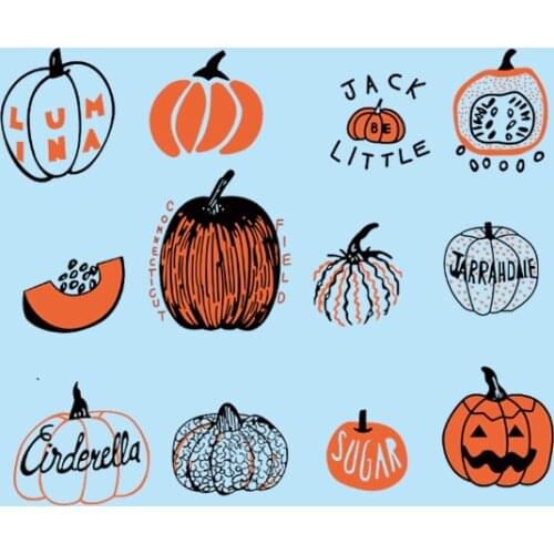 Halloween pumpkin combo set punk style skull heat transfer used for decoration of T-shirts and bags Gifts for children