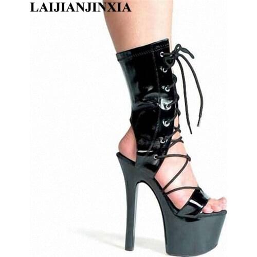 LAIJIANJINXIA Romantic Sexy 17cm Thin High-Heels 5cm Platform Shoes Night Club Pole Dancing Shoes Open Toe Sandals Dance Shoes
