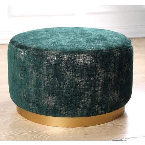 Lorence Home Nifty Pouf - Emerald Green Gold Stool Flannel Chair Solid Color Sofa Pedal Round Stools Ottoman Pouf