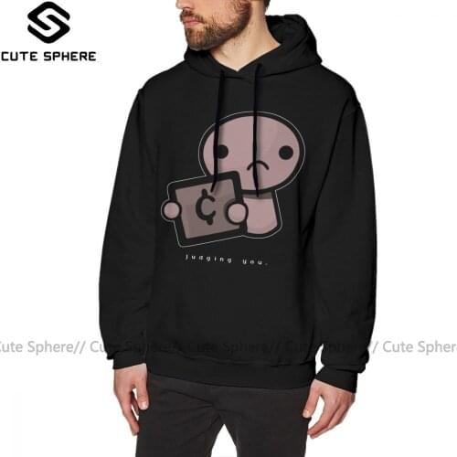 The Binding Of Isaac Hoodie Judging You Dark Background Hoodies Long Length XXL Pullover Hoodie Outdoor Grey Cotton Male Hoodies
