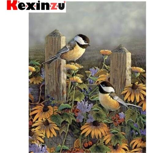 Kexinzu Full 5D DIY Square/ Round Diamond Painting"Animal Bird sparrow" 3D Embroidery Cross Stitch Mosaic diamondpainting Gift