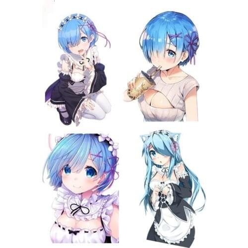 Personality Anime Girl Re Zero Rem Car Stickers for Mercedes Macbook Decal Good Quality Waterproof Sun Protection Anti-UV