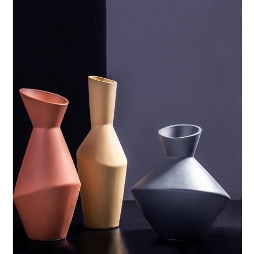Nordic home Geometric section Art Vases Desktop Ornaments Countertop Flower Vases Home Dried Flower Decor Wedding Gifts