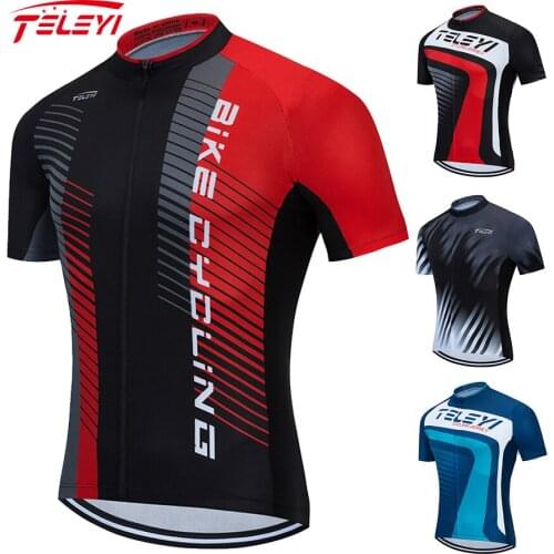 New Teleyi Men Bike Jerseys Bicycle Tops Team Ropa Ciclismo mtb Mountain Shirt cycle jersey short sleeve Black