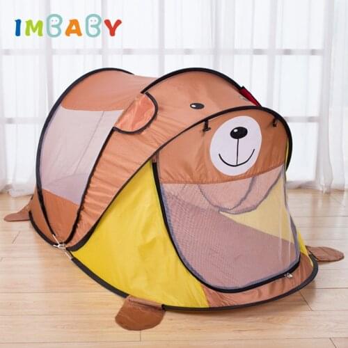 IMBABY Childrens Tent Cartoon Animal Kids Play House Portable Bear Tiger Tents Toys For Kids Ball Pool Play Tent House toys