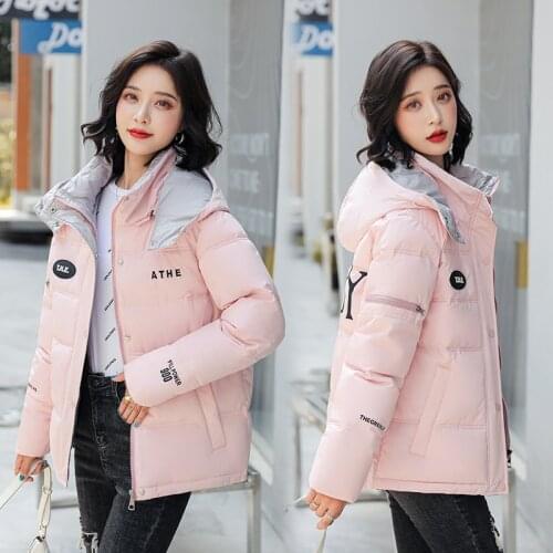 Winter Parkas Women Pure Color Fashion Zipper Jacket Coat Casual Thick Warm Pocket Short Hooded Outerwear Female Winter Coat