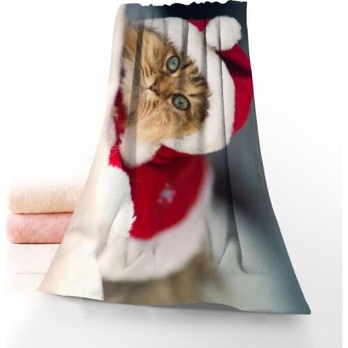 Christmas Cat Towels Microfiber Bath Towels Travel,Beach,Face Towel Custom Creative Towel Size 35X75cm And 70X140cm