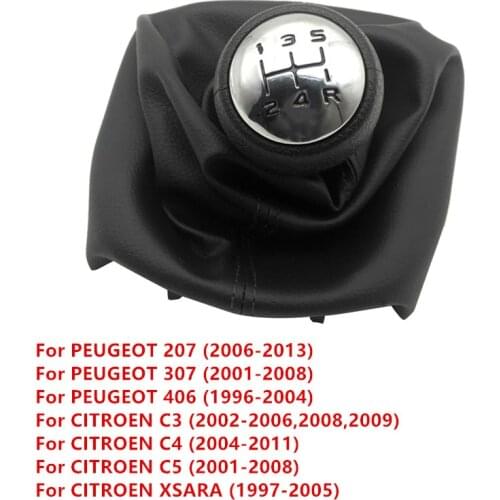5 Speed Gear Shift Knob Shifter Boot for Peugeot 307 207 Citroen C3 C4 C5 with Gaiter Boot Cover Professional Car Accessories