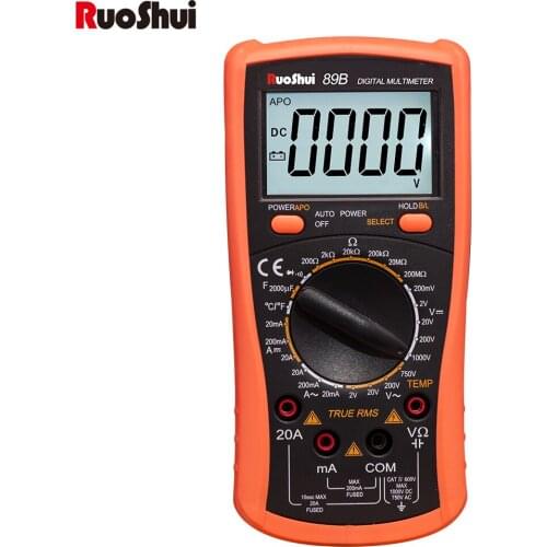 RuoShui 89B Multimeter True RMS Intelligent Overload protection 2000 counts Resistance Temperature Capacitance Diode multi meter