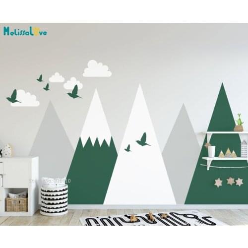 Mountain Woodland Wall Decals Birds Baby Room Nursery Adventure Theme Removable Vinyl Stickers Removable YT5321