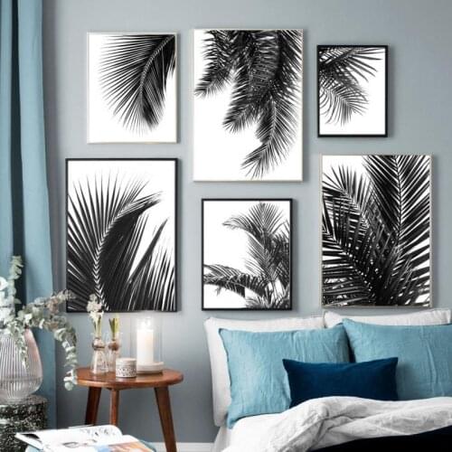 Modern Plant Palm Leaf Canvas Painting Nordic Minimalist Black and White Posters and Prints Wall Art Pictures Home Decoration