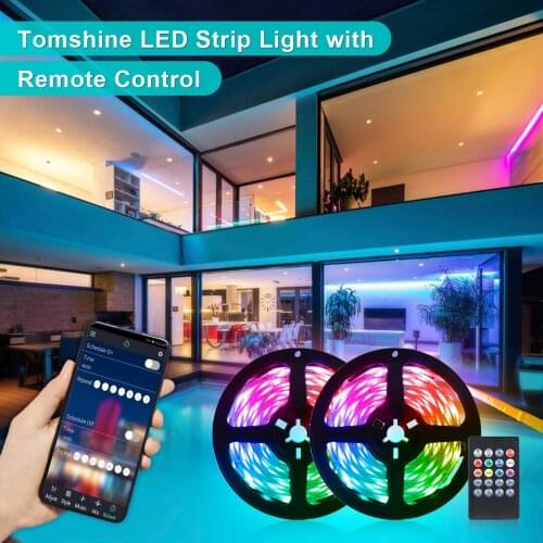 Tomshine 5050RGB 300 LEDs Strip Lights with IR Remote 10m/32.8ft Music Sync Color Changing RGB Rope Light Kit Home Decoration