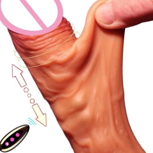 Wire Remote Telescopic Dildo Vibrators Male Artificial Penis Vibrator G Point Automatic Heating Sex Toys Suction Cup Dildos Toy