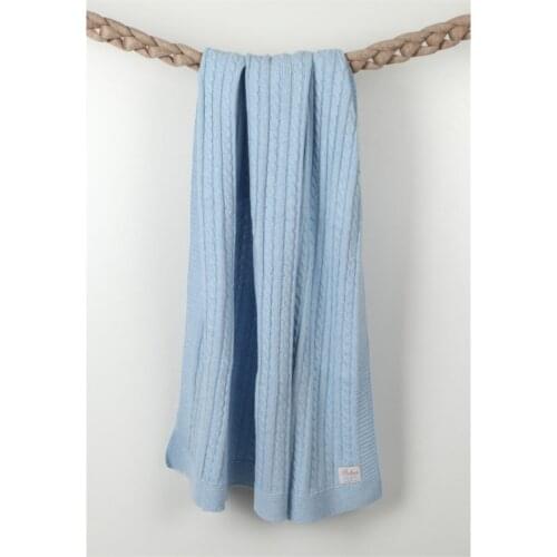 Knit Baby Blanket Blue