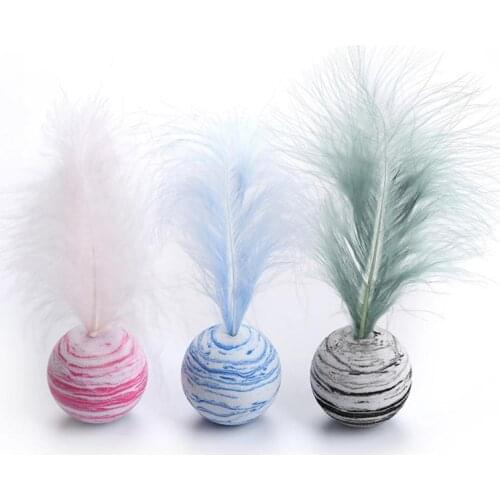 Funny Interactive Plush Toy Feather Supplies Toy Cat Toy Star Ball Plus Feather EVA Material Light Foam Ball cute Throwing Toy
