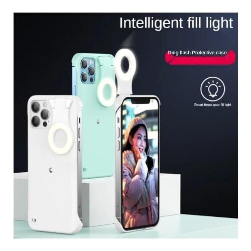 Fill Light Selfie Beauty Ring Flash Phone Case For iphone X XS XR Capa Stable Shell for iPhone 11 12 Pro Max