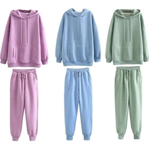 Sweatshirt Pants Set Hooded Drawstring Women Outfit Two Piece Long Sleeve Pockets Sweatshirt Elastic Waist Pants Set Streetwear