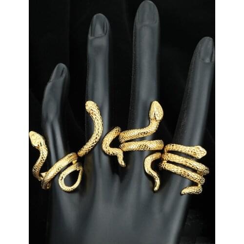 Punk Coiled Snake Rings for Women Multicolor CZ Stones Dance Party Finger Ring Special Girl Gifts Personality Jewelry