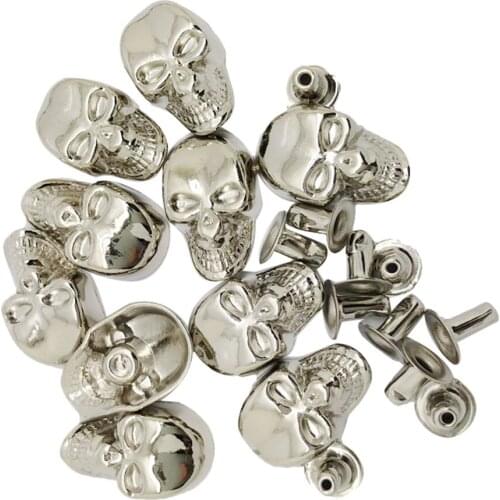 10 Sets Skull Shape Rivets Stud for Bracelet Bag Jeans Decor DIY
