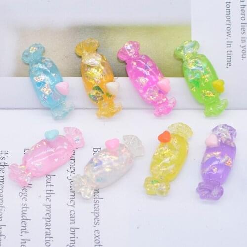 10Pcs 35*13mm Rainbow Sweet Simulation Candy Ornament Bonbon Scrapbook Home DIY Decor Headwear Hair Clips Bow Accessories
