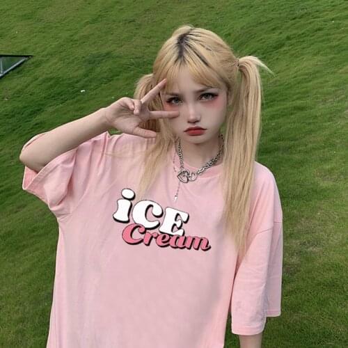 2020 album icecream Korea style Aesthetic Grunge T shirt Women Harajuku Cute y2k Pink Summer Casual Tumblr Outfit Fashion Tops