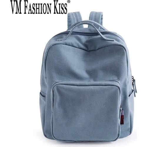 2020 Fashion Youth Solid Canvas Backpack Women School Bags For Teenage Girls Shoulder Bag Travel Backpack Mochila Preppy Style
