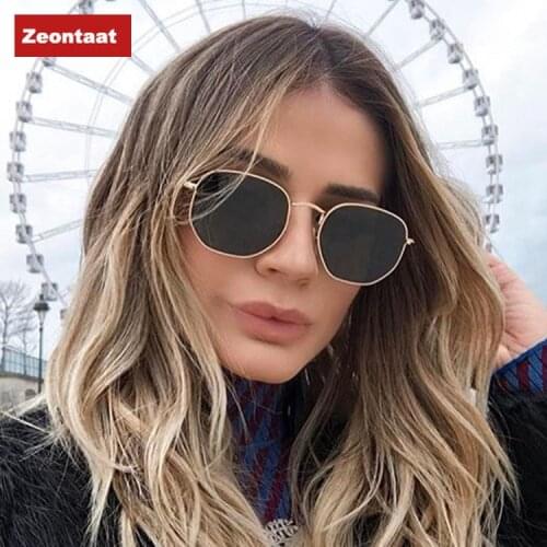 2021 Hexagon Sunglasses Women Brand Designer Small Square Sunglases Men Metal Frame Driving Fishing Glasses Zonnebril Mannen