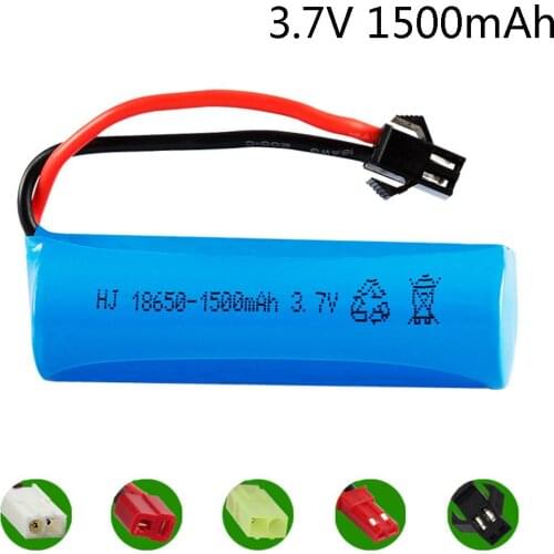 3.7V 1500mAh 18650 Lipo Battery SM/JST plug for remote control helicopter Airplanes car toy accessory 3.7V Battery