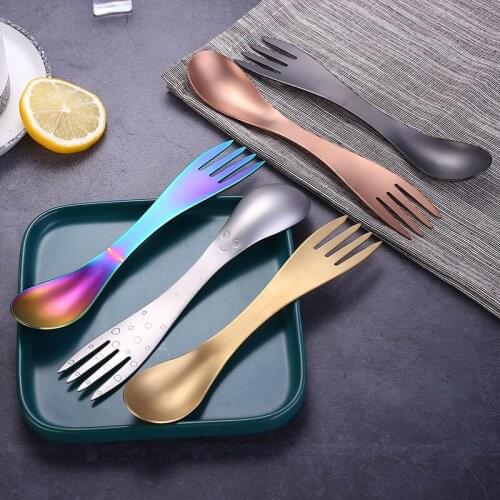 304 Stainless Steel Spoon Fruit Fork Multi-function Spoon Fork Ice Cream Ball Digging Spoon Portable Tableware Accessories