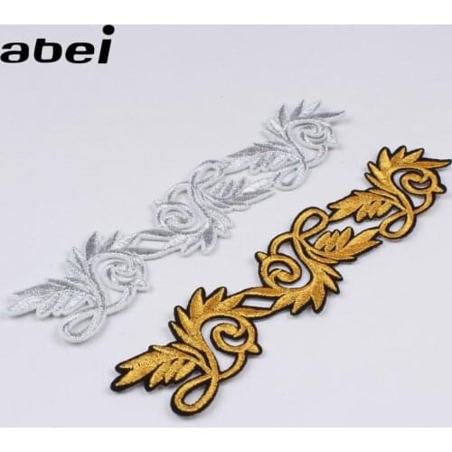 5pcs/lot Iron On Sew On Patch High Quality Gold Silver Stickers for Dress Jeans Pants Bags Coats Decoration DIY Badge Appliques