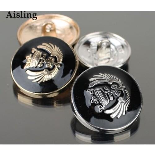 Aisling Fashion 10pcs/lot British Style Metal Alloy Sewing Buttons Coat Wing Buttons Black Lacquer Suit Buttons.D160