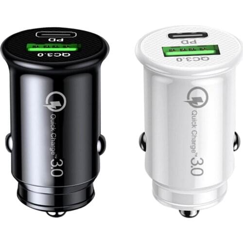 Fast Charging USB Car Charger Mini Cigarette Lighter Dual Port Fast Car Adapter Type-C USB-A Dual USB Ports