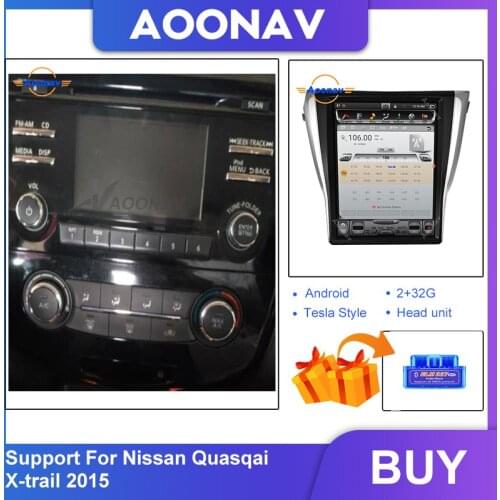 Car tesla vertical screen video radio multimedia player For Nissan Quasqai X-trail 2015 car auto stereo GPS navigation head unit