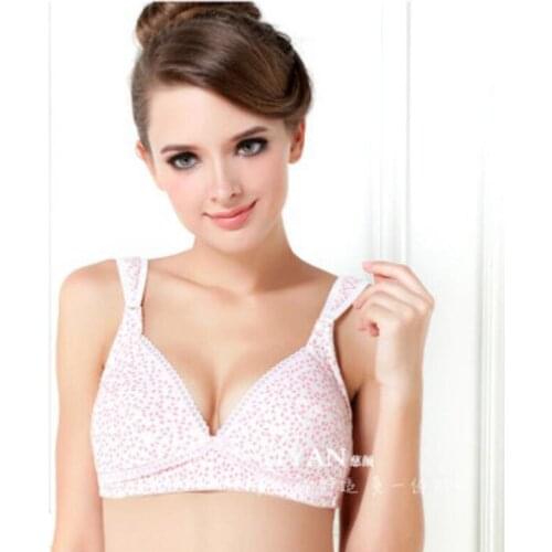 Free Shipping Cotton Maternity Bra Nursing Bra Feeding For Pregnant Women Size C Flower Underwear With Wire Cheap Clothes China